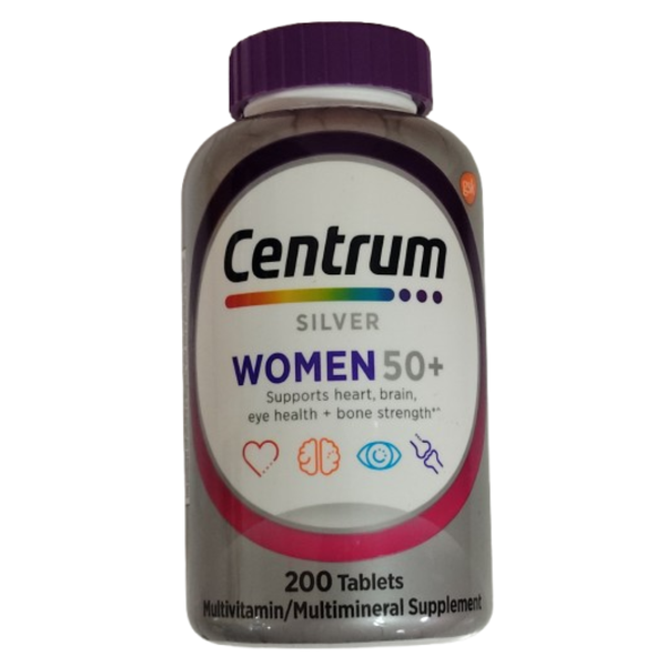 Centrum Silver Women's Multivitamin for Women 50 Plus, Multivitamin/Multimineral Supplement with Vitamin D3, B Vitamins, Calcium and Antioxidants, Gluten Free, Non-GMO Ingredients - 200 Count
