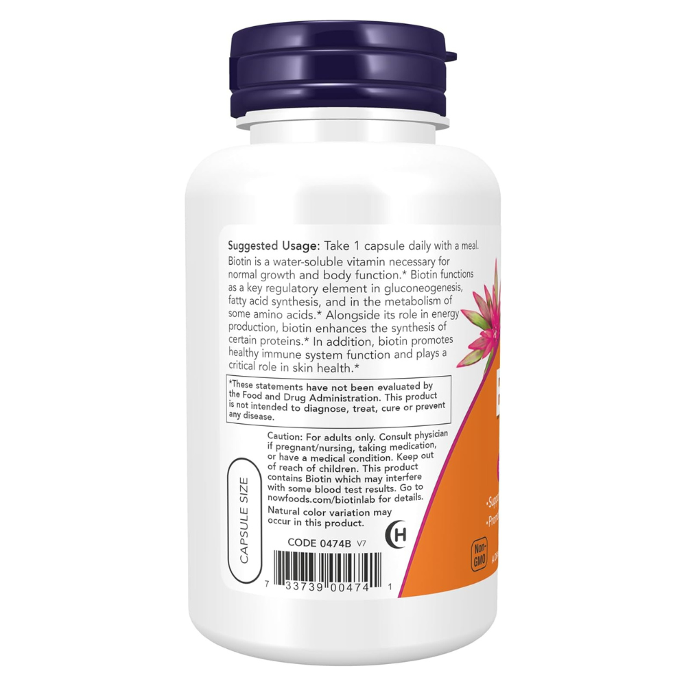 NOW Foods Biotin 5,000 mcg Veg Capsules