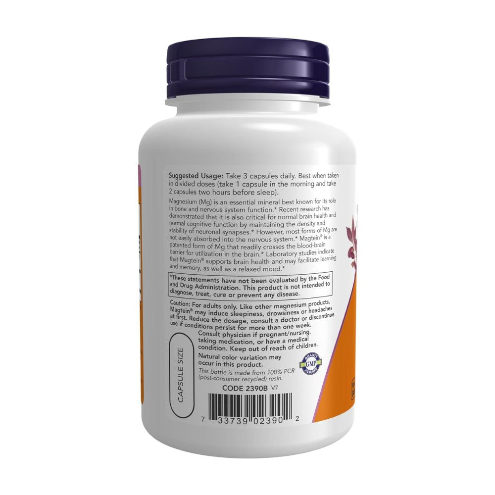 NOW Foods Magtein Magnesium, Cognitive Support Veg Capsules