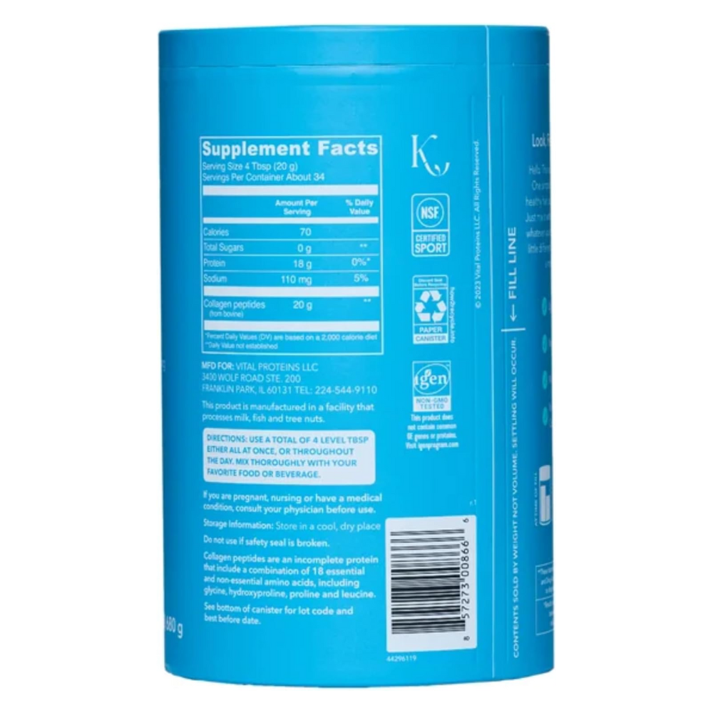 Vital Proteins Collagen Peptides Unflavored Dietary Supplement (Net Wt 24 Oz), 680gm