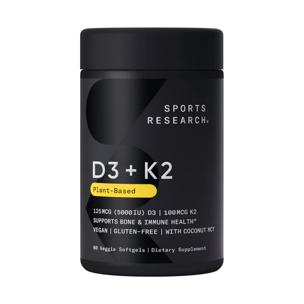 Sports Research Vitamin D3 + K2 with 125mcg & 100mcg Veg Softgels