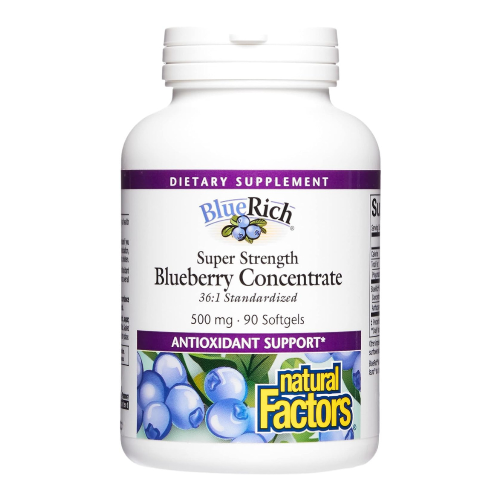 BlueRich by Natural Factors Super Strength Blueberry Concentrate Softgels, 90 caps