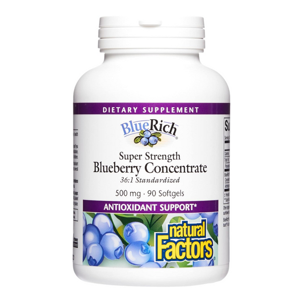 BlueRich by Natural Factors Super Strength Blueberry Concentrate Softgels, 90 caps