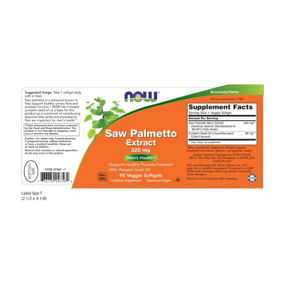 NOW Foods Saw Palmetto Extract 320 mg Veg Softgels