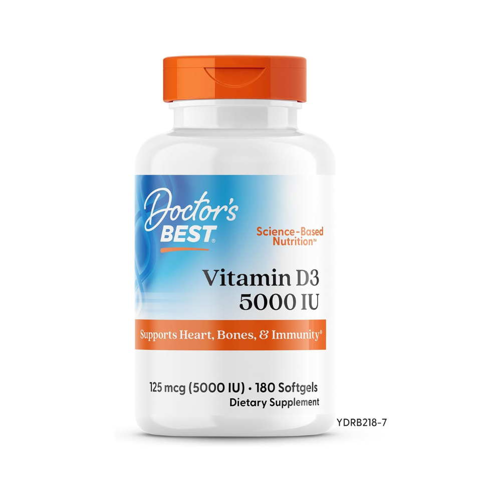 Doctor's Best Vitamin D3 5000IU Softgels For Regulates Immune Function, Supports Healthy Bones