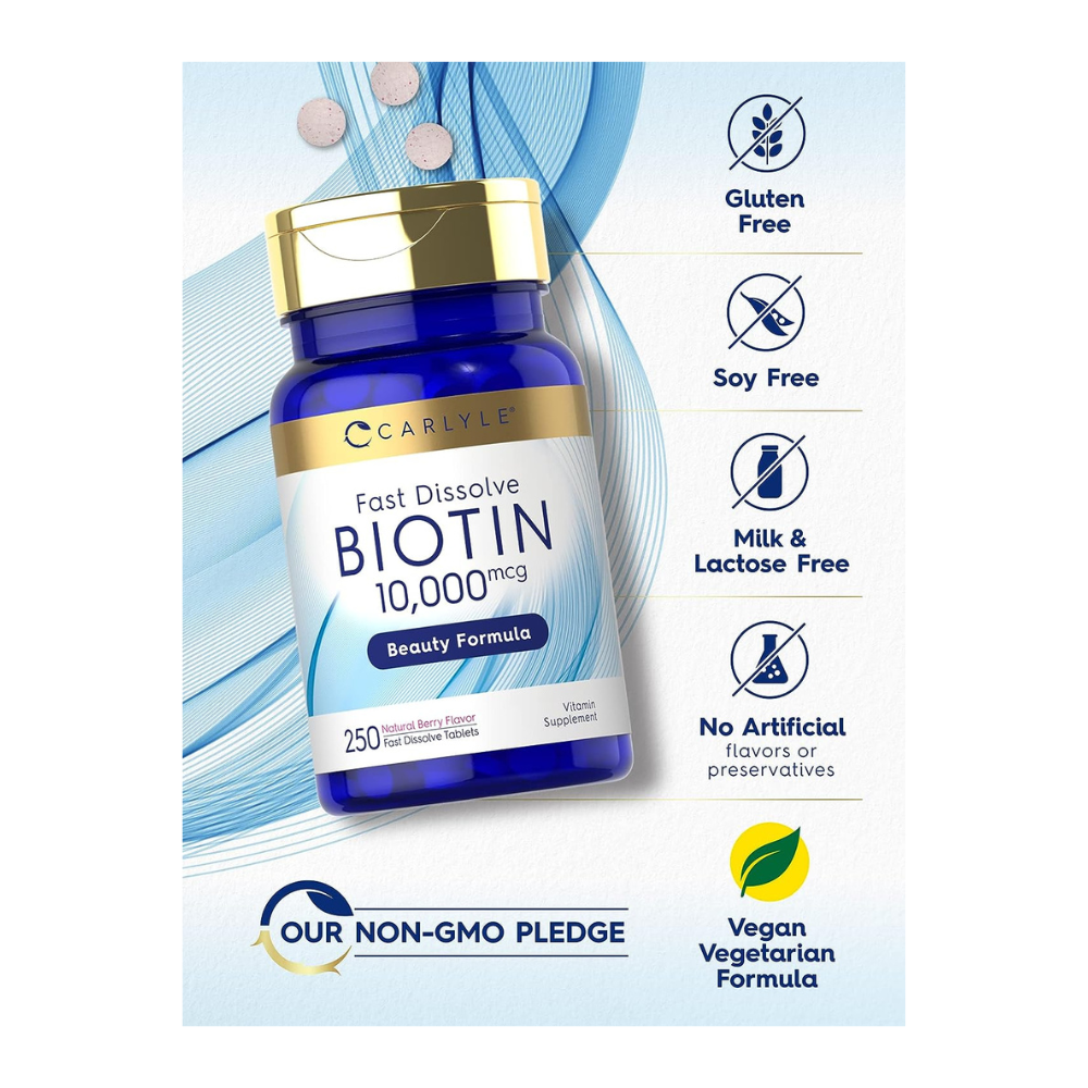 Carlyle Biotin 10000mcg Fast Dissolve Tablets - Berry Flavor