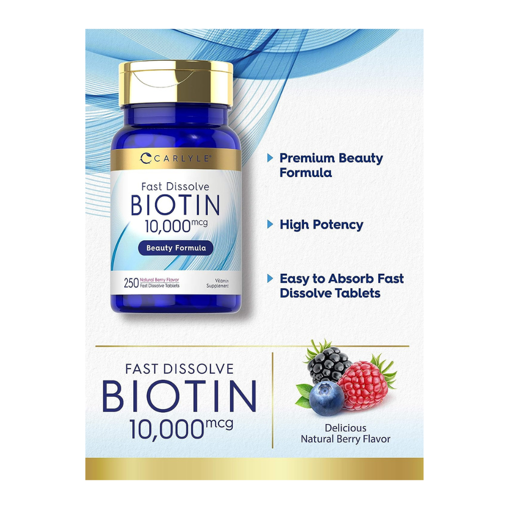 Carlyle Biotin 10000mcg Fast Dissolve Tablets - Berry Flavor