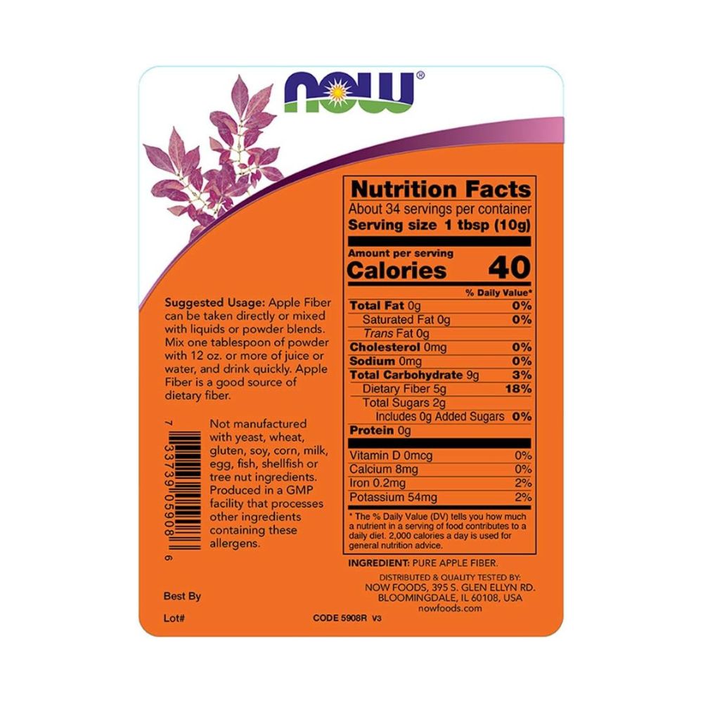 NOW Foods Apple Fiber Pure Powder