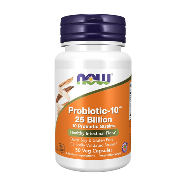 NOW Foods Probiotic-10, 25 Billion, with 10 Probiotic Strains Veg Capsules