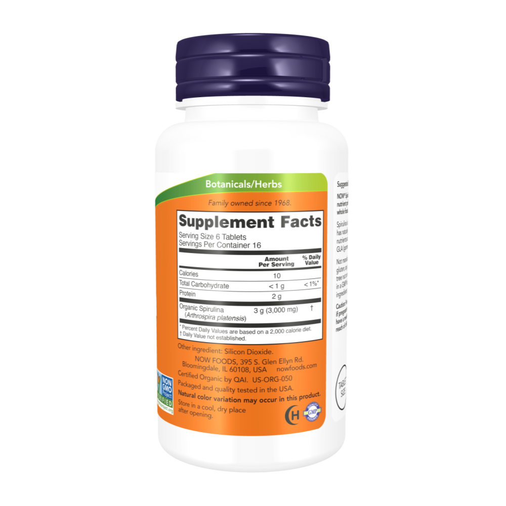 Now Foods Organic Spirulina 500mg Tablets