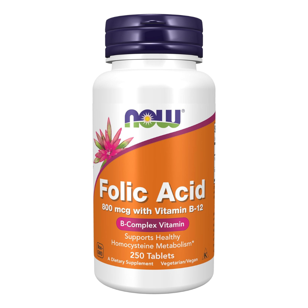 NOW Folic Acid 800 mcg + Vit B-12 Tablets