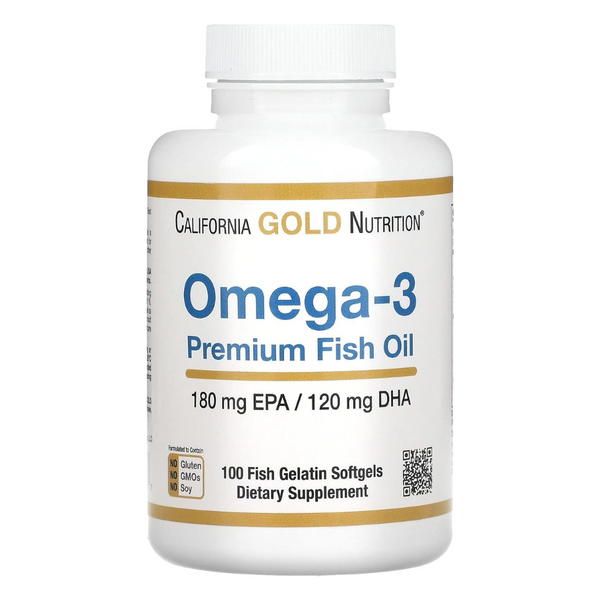 California Gold Nutrition, Omega-3 Premium Fish Oil, 100 Fish Gelatin Softgels