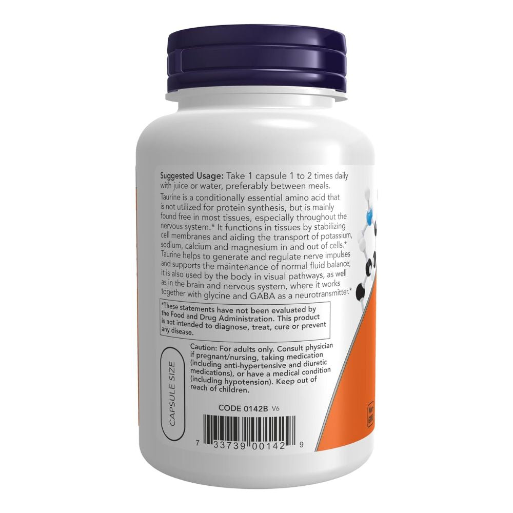 NOW Foods Double Strength Taurine 1,000 mg Veg Capsules