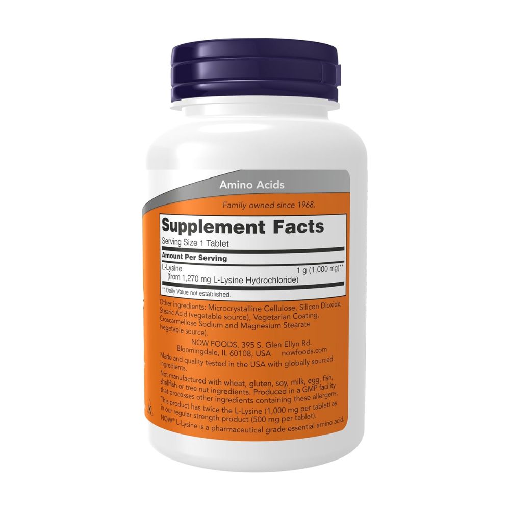 NOW Foods Double Strength L-Lysine 1,000 mg Tablets