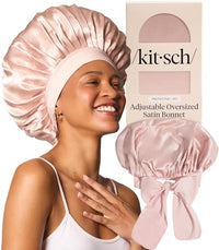 Thumbnail for Image 3 of Blush for the product Kitsch XL Satin Bonnet for Sleeping