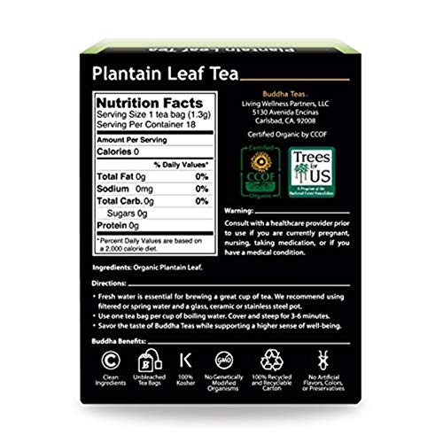 Image 2 of Buddha Teas Organic Plantain Leaf Tea - Herbal Tea, Caffeine Free