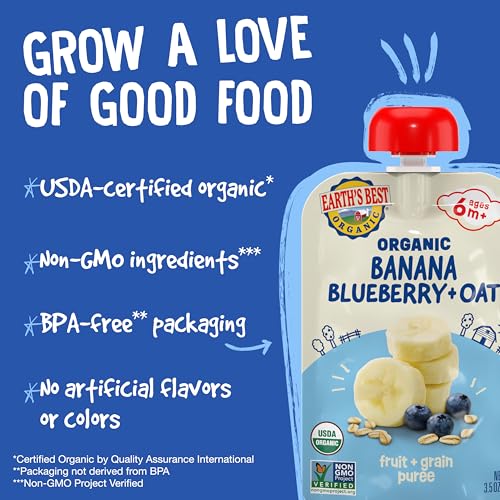 Image 6 of Earth's Best Organic Baby Food Pouches 3.5 oz Pack of 12