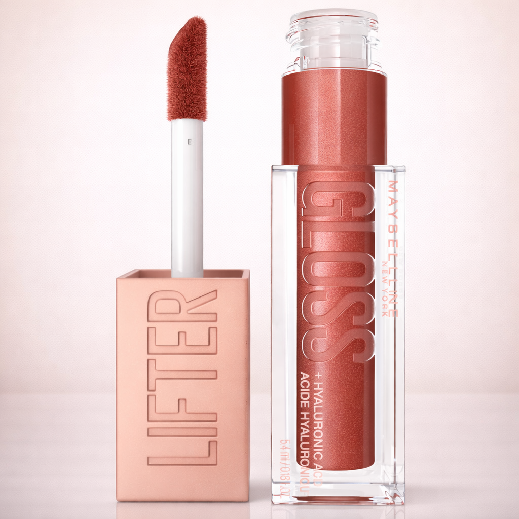 Maybelline Lifter Gloss, Hydrating Lip Gloss with Hyaluronic Acid, High Shine for Plumper Looking Lips, Rust, Warm Neutral, 0.18 Ounce