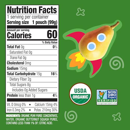 Image 2 of Earth's Best Organic Pear Butternut Squash Fruit + Veggie Puree 3.5 oz Pouch (Pack of 12)