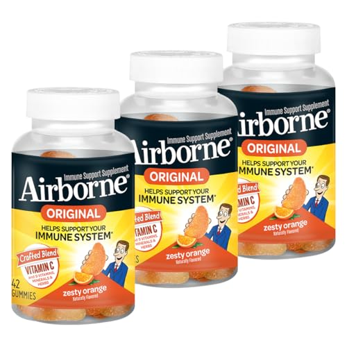 Image 1 of Default Title for the product Airborne 750mg Vitamin C Immune Support Supplement Gummies for Adults, 42 Gummies (3 Pack)