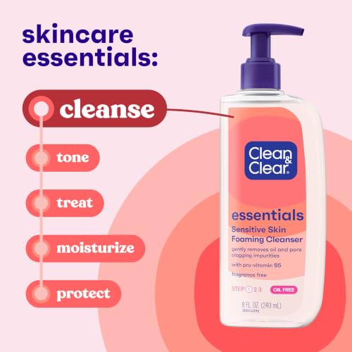 Image 6 of Clean & Clear Essentials Oil-Free Foaming Facial Cleanser, 8 fl oz