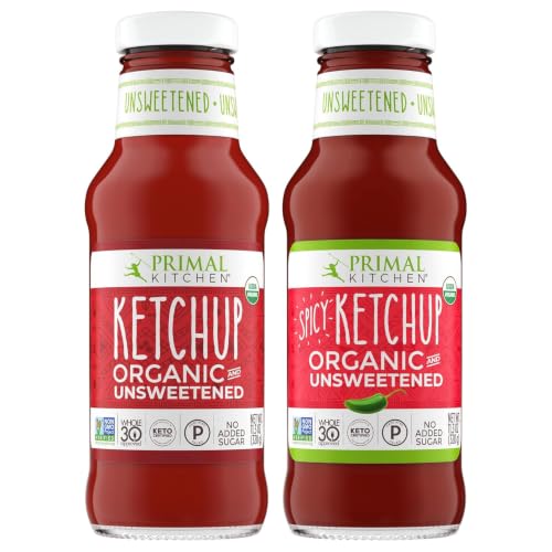 Image 1 of Default Title for the product Primal Kitchen Organic Ketchup Variety Pack, Original Unsweetened and Spicy, 11.3 Ounces, Pack of 2