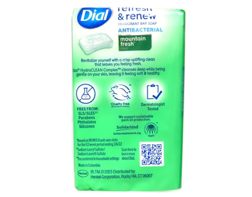 Image 7 of Dial Mountain Fresh Antibacterial Deodorant Bar Soap 3, 4 oz Soap Bars (Packs of 4)