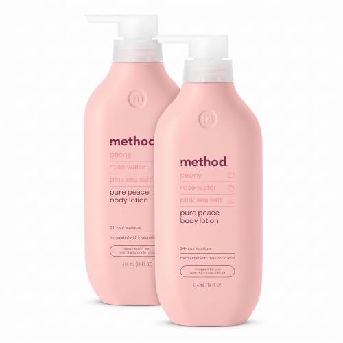 Image 1 of Default Title for the product Method Body Lotion, Pure Peace, Rose Water, Peonies + Pink Sea Salt notes, 24 Hours of Moisture, 14 oz, Pack of 2