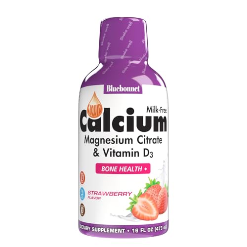 Image 6 of Strawberry / 16 Fl Oz (Pack of 1) for the product Bluebonnet Nutrition Liquid Calcium Citrate Magnesium Citrate Vitamin D3 Bone Health