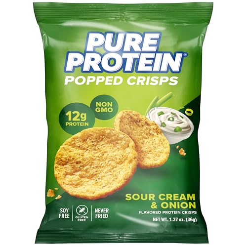 Image 1 of Default Title for the product Pure Protein Sour Cream & Onion Popped Crisps, 12g Plant Based Protein
