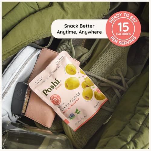 Image 5 of Poshi Green Pitted Olive Snack Packs, Chili & Oregano, 1.1 oz (Pack of 30)