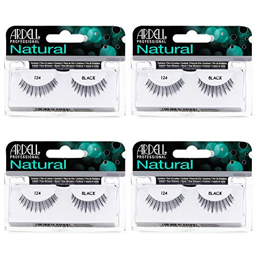 Image 1 of Default Title for the product Ardell Natural False Eyelashes 124 - Black, Soft & Lightweight Strip Lashes, Easy to Apply, Comfortable Wear, 4 Pack