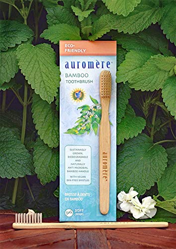 Image 4 of Auromere Bamboo Toothbrush, Sustainable Natural Toothbrush - Soft, 6 Pack