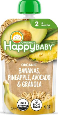 Thumbnail for Image 1 of 4 Ounce (Pack of 1) for the product Happy Baby Organic Banana Pineapple Avocado Granola Baby Food 4 OZ