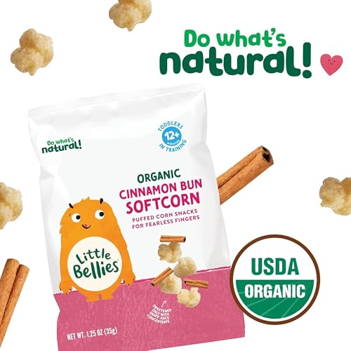 Image 3 of Little Bellies Organic Cinnamon Bun Softcorn Toddler Snack (5 x 1.25 oz Individual Packs)