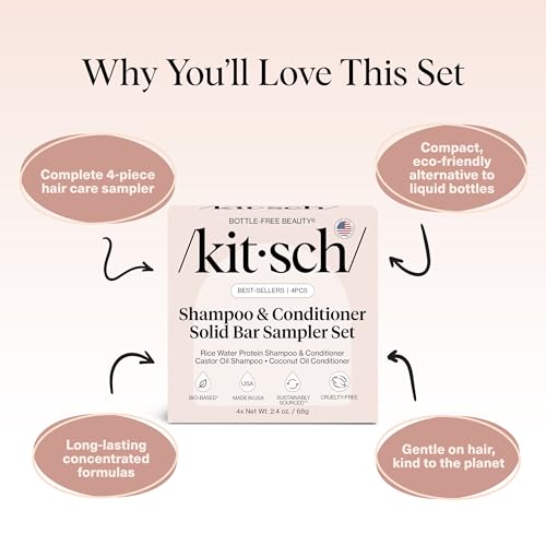 Image 4 of Kitsch Shampoo and Conditioner Set - 4pc Sampler Bars for Hair Growth