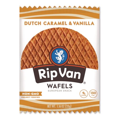 Image 5 of Rip Van Wafels Dutch Caramel & Vanilla Stroopwafels, Healthy Snacks, Non-GMO, Low Calorie, Low Sugar (3g), Office Snacks, Keto Friendly, 12 Count