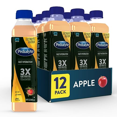 Image 1 of Default Title for the product Pedialyte Electrolyte Solution, Apple, Hydration Drink, half liter each 16.9 Fl Oz (Pack of 12)