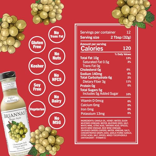 Image 3 of BRIANNAS Home Style Champagne Vinaigrette Dressing 12 oz. Bottles - 6 Pack