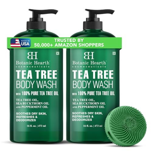 Image 1 of Default Title for the product Botanic Hearth Tea Tree Body Wash & Silicone Body Brush - 16 fl oz Set of 2