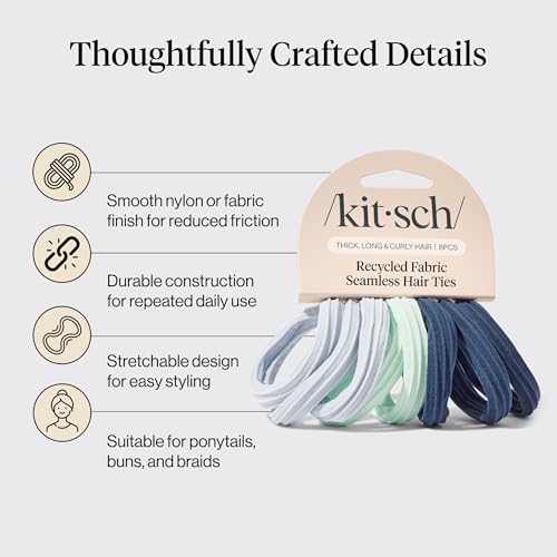 Image 4 of Kitsch Seamless Hair Ties No Damage - Garden Bouquet, 8pcs