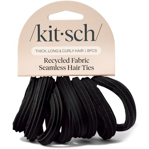 Image 1 of Default Title for the product Kitsch Seamless Hair Ties No Damage - Stretchy Hair Bands - Black, 8pcs