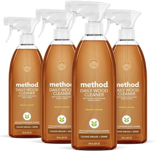 Image 1 of 28 Fl Oz (Pack of 4) for the product Method Daily Hardwood Cleaner, Almond, 28 fl oz, 4 Pack