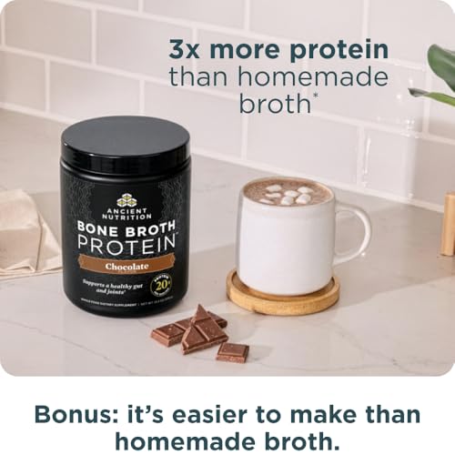 Image 6 of Ancient Nutrition Grass Fed Bone Broth Protein Powder, Chocolate