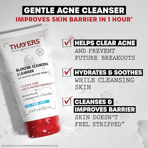 Image 4 of THAYERS Blemish Clearing Face Cleanser with 1.5% Salicylic Acid, Acne Treatment Face Wash, Soothing and Non-Stripping Skin Care, 4.4 Fl Oz