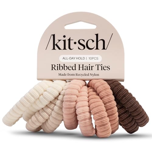 Image 1 of Default Title for the product Kitsch Ribbed Hair Ties No Damage - Blush, 10pcs