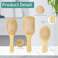 Thumbnail for Image 3 of DEBETOOL Bamboo Hair Brush Set with Wide-tooth and Tail Comb
