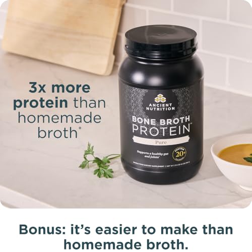 Image 6 of Ancient Nutrition Grass Fed Bone Broth Protein Powder, Pure