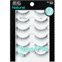 Thumbnail for Image 1 of Default Title for the product Ardell False Eyelashes Natural Lashes 110 - Lightweight Reusable Strip, Eye-Lifting Effect, 5 Pairs + Bonus Pair