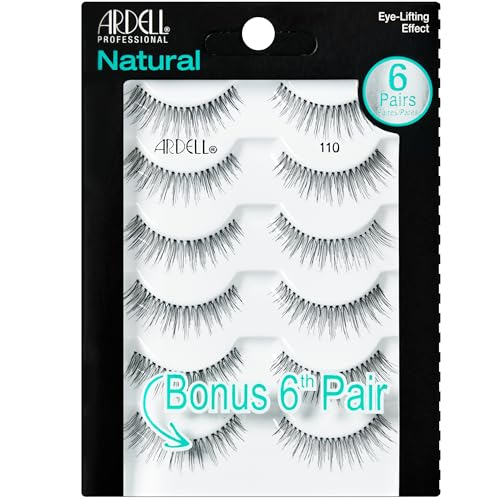 Image 1 of Default Title for the product Ardell False Eyelashes Natural Lashes 110 - Lightweight Reusable Strip, Eye-Lifting Effect, 5 Pairs + Bonus Pair
